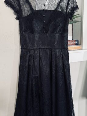 Lace and Satin Black Dress
